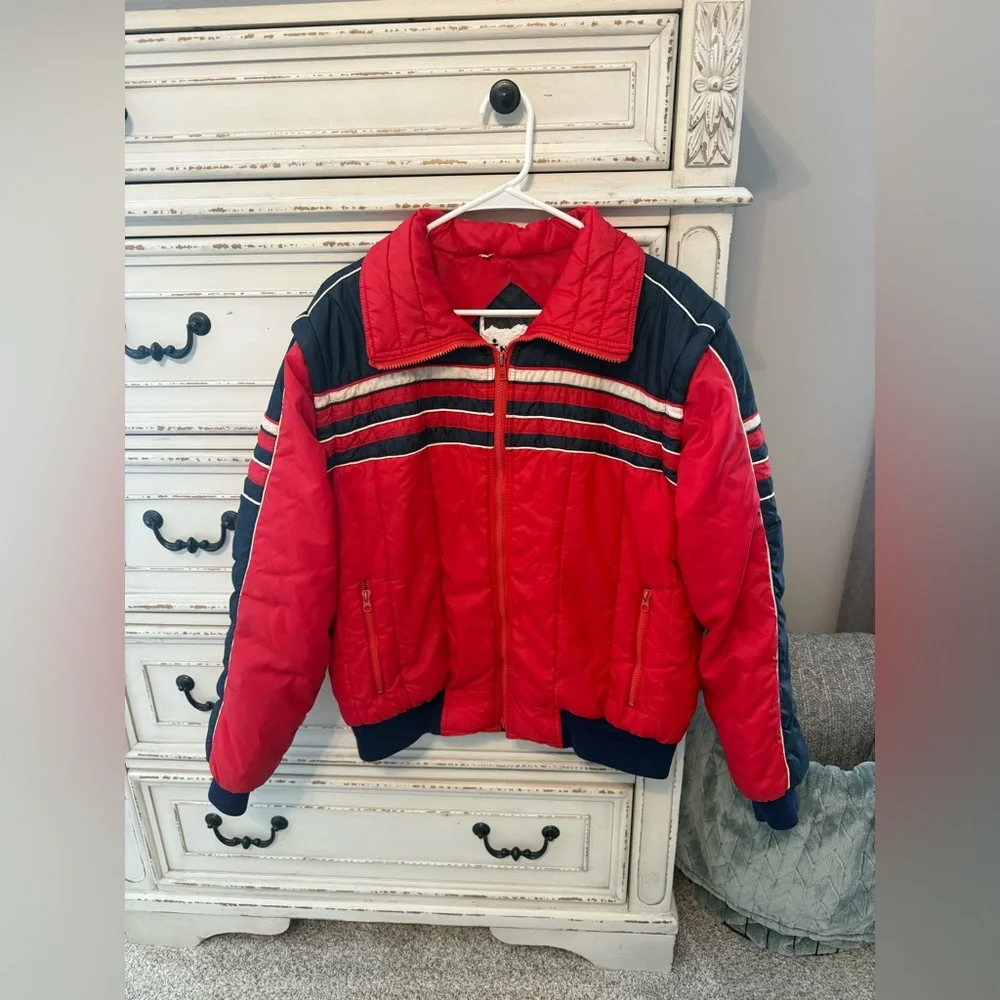 Vintage In Crowd by Celebration Ski Jacket Men's Large Retro Red Navy white - Picture 1 of 9